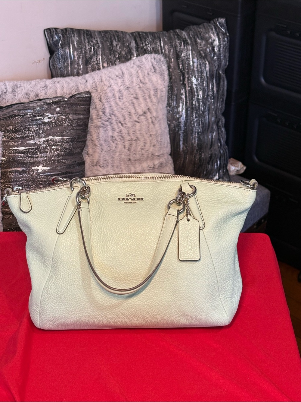 Coach Cream Pebbled Leather Shoulder Satchel L1580-F36675